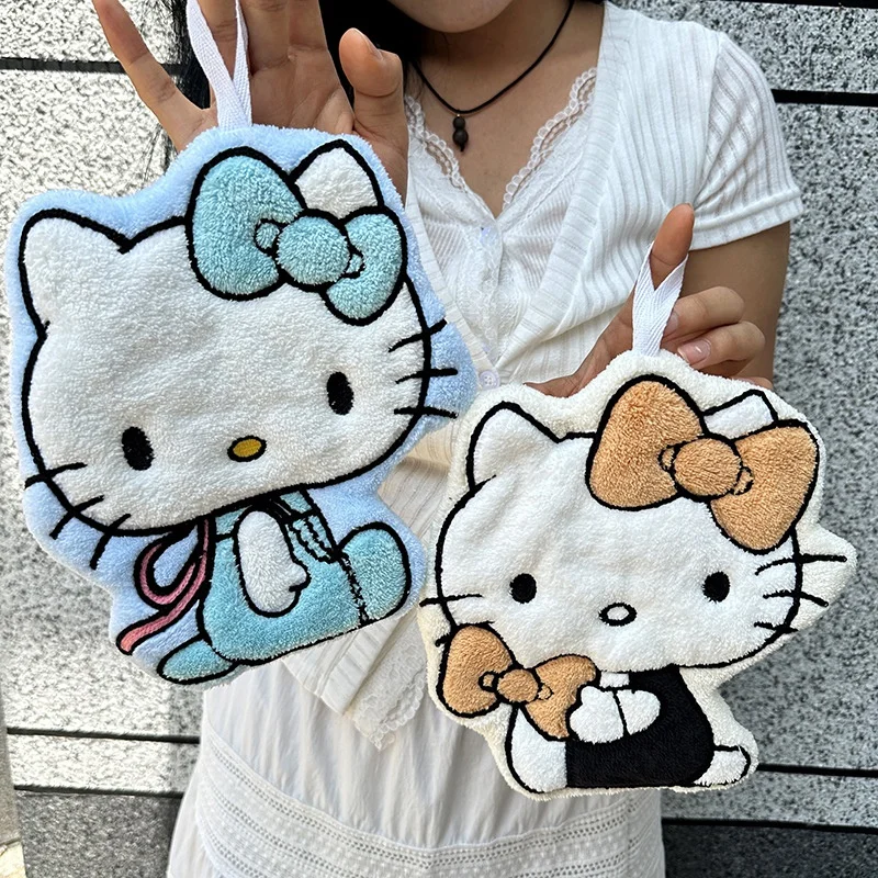 

Полотенца для рук Hello Kitty, мягкое впитывающее полотенце, подвесные полотенца для ванной комнаты, ткань для протирания, кухонное полотенце для мытья, детские полотенца Sanrio