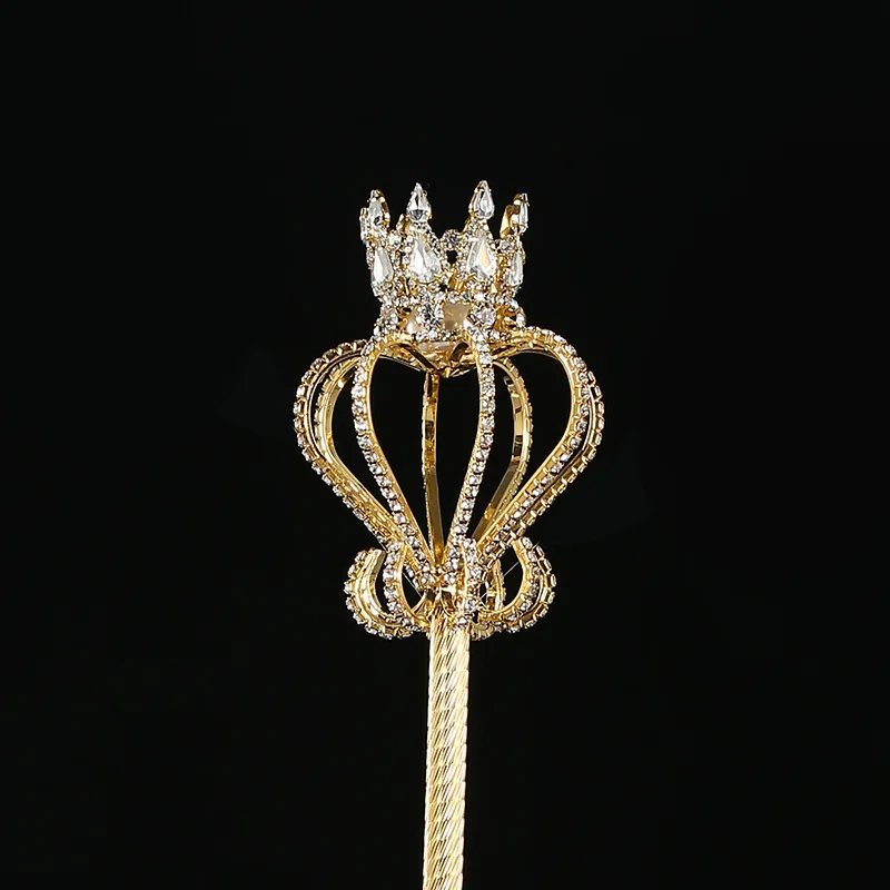 

Party Hollow Out Water Drop Scepter King Men Diamond Magic Wand Crown Gold Silver Decorate