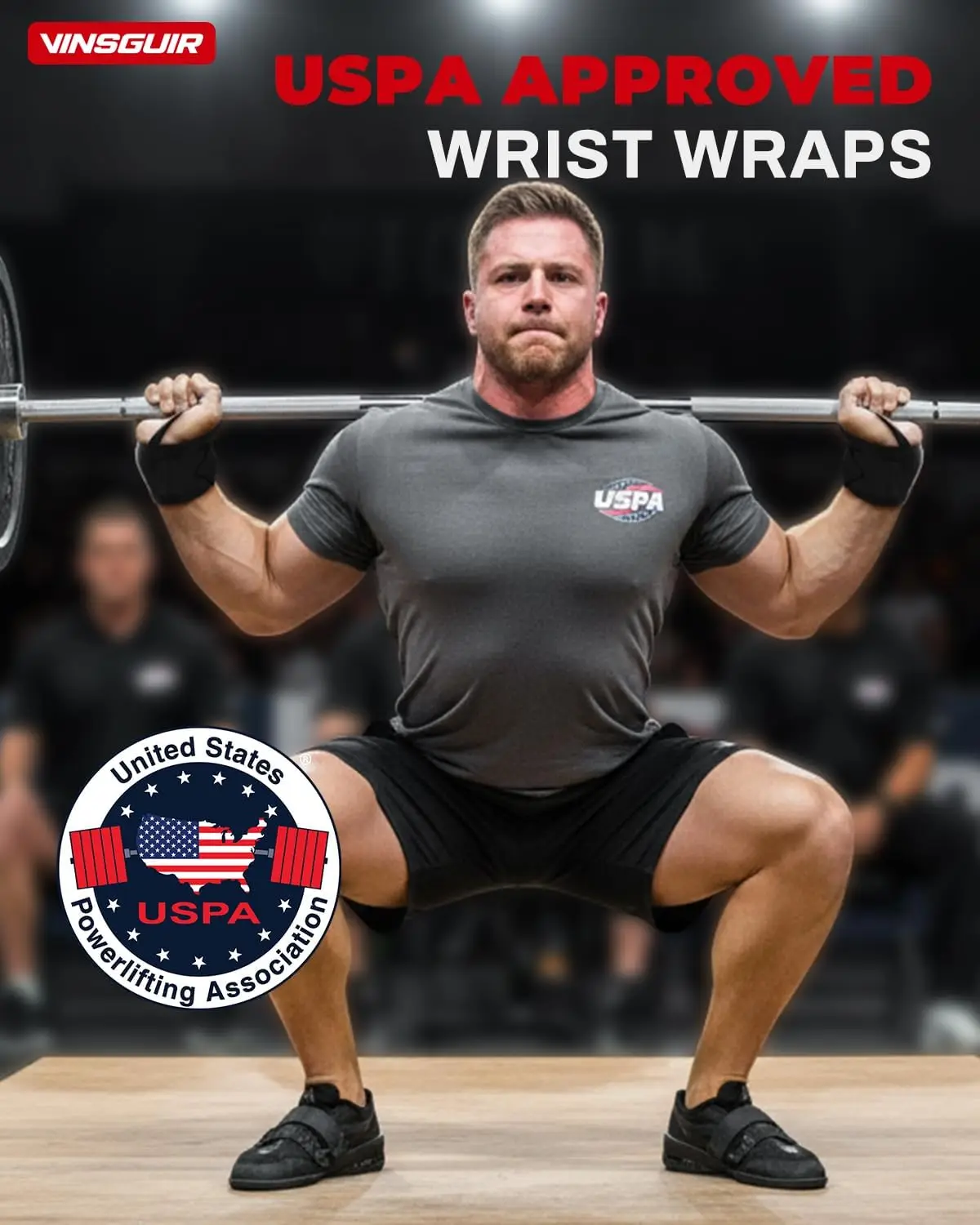 VINSGUIR 21'' Elastic Wrist Wraps for Weightlifting and Working Out(USPA Approved), Breathable Gym Wrist Sraps for Weightlifting
