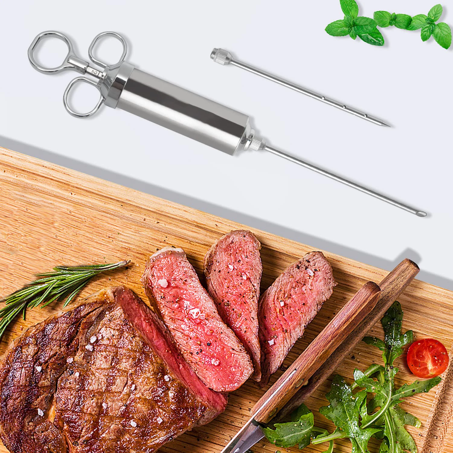 Meat Injector, Meat Injectors for Smoking, 3 Marinade Injector Syringe Needles; Injector Marinades for Meats, Turkey, Beef