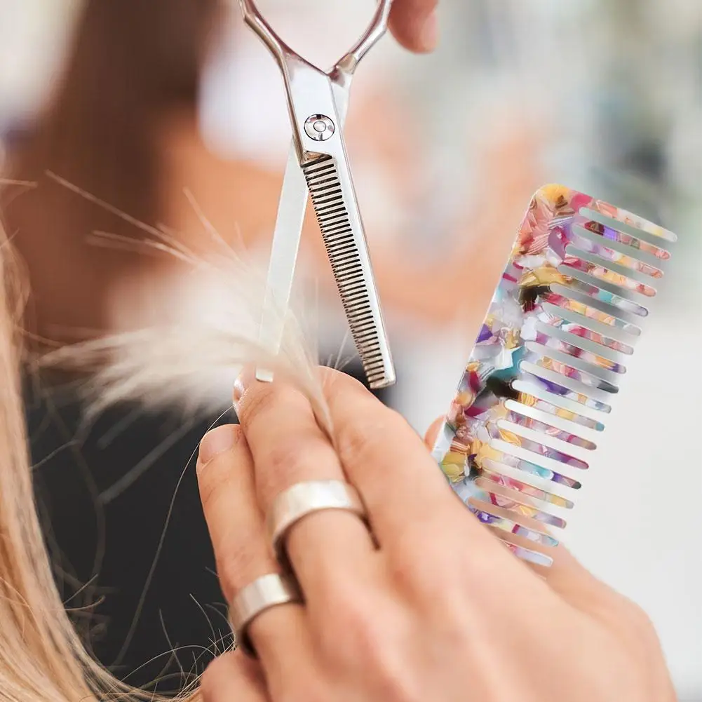 

Acetic Acid Comb Wide Toothed Hair Comb Anti-static Marble Pattern Color Hair Comb Multi-functional Acetic Acid Styling Comb