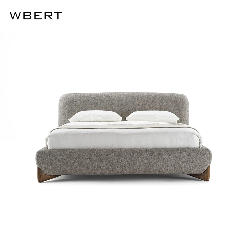 WBERT-cama doble de madera maciza de 1,8 m, dormitorio principal minimalista italiano, tela moderna, juegos de marcos de estilo suave