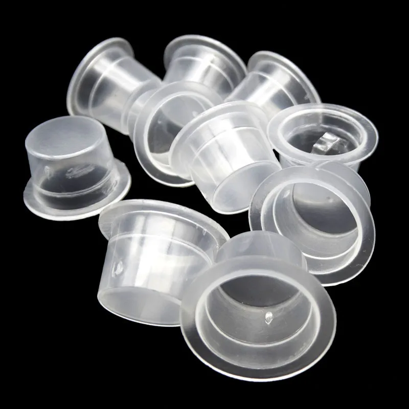 100Pcs Plastic Microblading Tattoo Ink Cup Cap Pigment Clear Holder Container S/M/L Size For Needle Tip Grip Power Supply