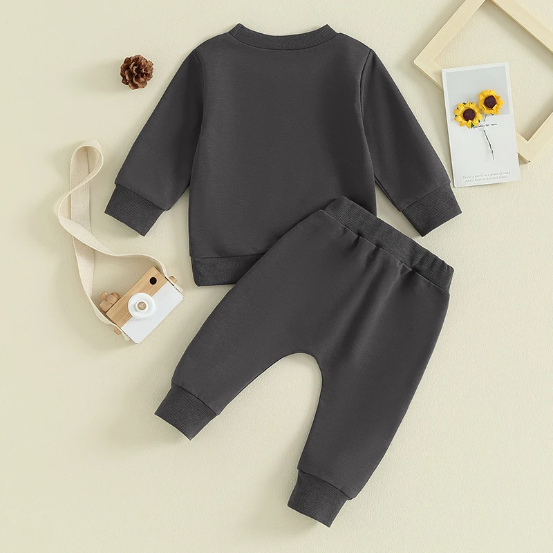 Infant Toddler Baby Boy Outfits Long Sleeve Sassy Little Soul Flower Print Sweatshirt Jogger Pants Spring Suit