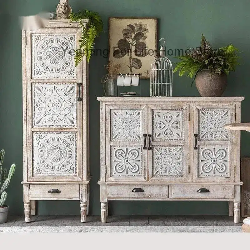 

Living Room Cabinet Sideboards Solid American Wood Retro Foyer Cabinet Old Carved Antique Storage Cabinets Living Room Furniture
