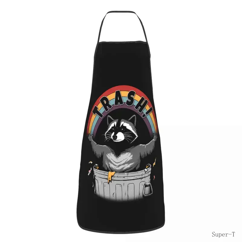 Custom Retro Live Fast Eat Trash Raccoon Funny Apron Racoon Panda Unisex  Chef Bib Tablier Cuisine Cooking Baking Painting