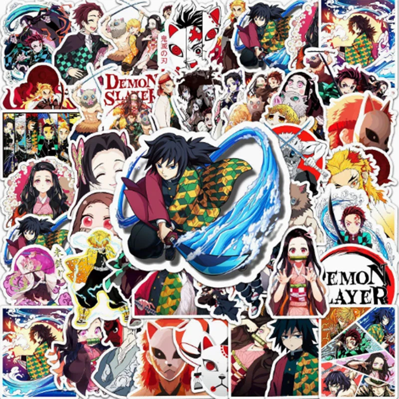 

50pcs Cartoon Demon Slayer Graffiti Sticker Anime Handbook Phone Suitcase Laptop Car Scrapbook Diy Kids Toys Decoration Sticker