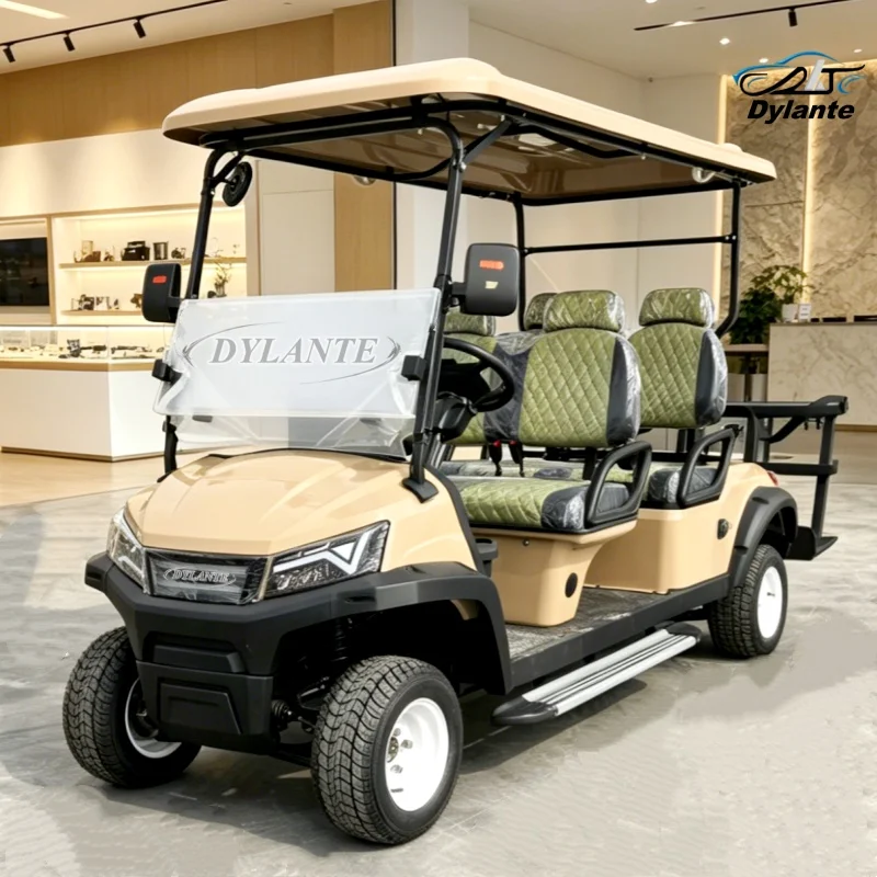 2026 Latest Design 4 Seater Electric Golf Cart 12 Inch Wheel 72V/48V Lithium Sound Bar Speaker Electric Golf Cart Club Car
