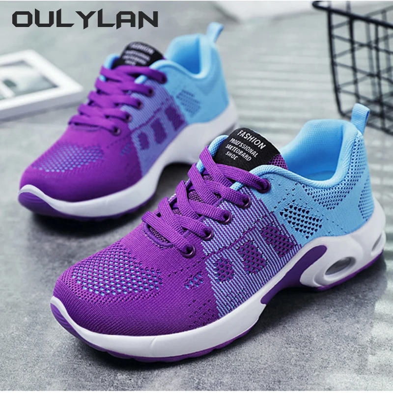 Women\'s Shoes Women Lace Up Air Cushion Shoes Fashion Casual Outdoor Breathable and Lightweight Sports Shoes Large Size 36~44