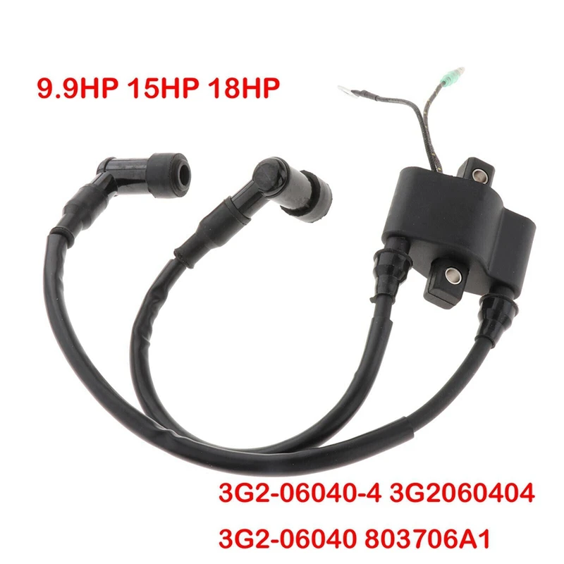 2PCS Outboard Boat Motor Ignition Coil Parts 3G2-06040-4 803706A1 3G2-06040 3G2060404 For Tohatsu 9.9 15 18HP