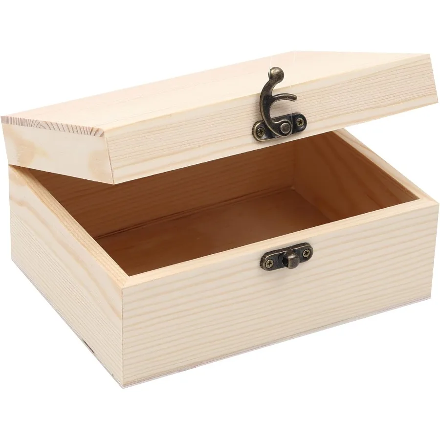 

2 упаковки, незавершенная неокрашенная деревянная шкатулка с откидной крышкой для поделок, хранения ювелирных изделий своими руками, простая сосновая шкатулка, маленькая 6,7x5,1x3,1
