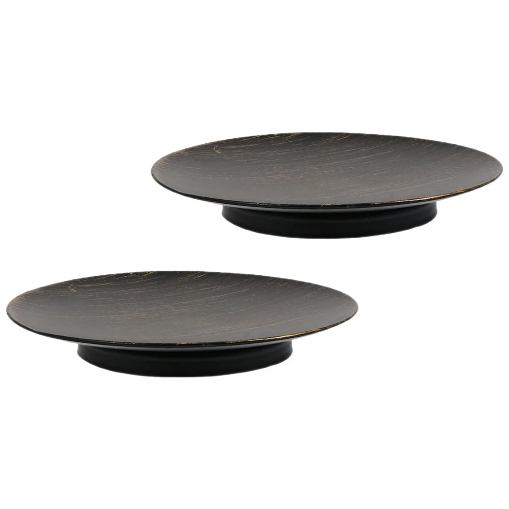 

2 Pcs Ornaments Iron Holder Decorative Trays Stick Wrought LED Metal Plate