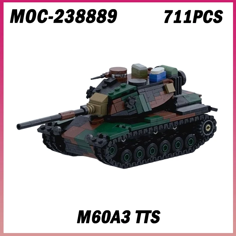 

711 шт. MOC-238889 M60A3 TTS танк военная модель сборки строительные блоки кирпич игрушка для мальчика на Рождество, день рождения, креативные подарки