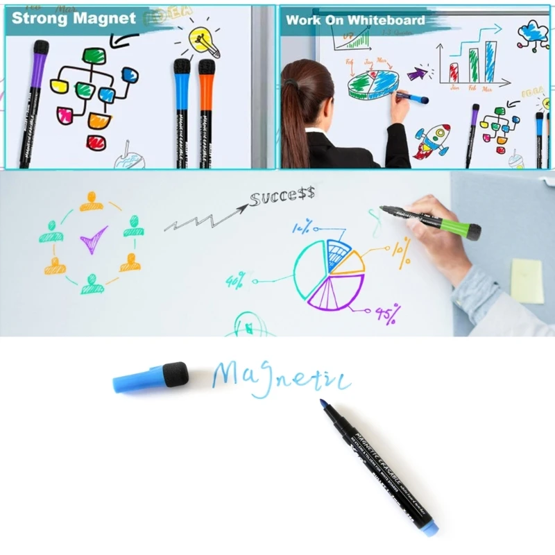 Whiteboard-Stifte, magnetische Marker, Stifte für Whiteboards mit feiner Spitze, farbige Whiteboard-Marker, löschbare, trocken