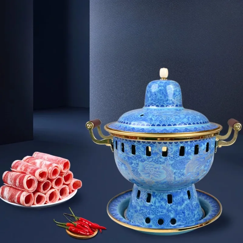

Cloisonne Copper Chafing Dish,Small Enamel Hot Pots, Oil Alcohol Hotpot,Commercial Pure Copper Hot Pot, Elegant Hotpot Cookware.
