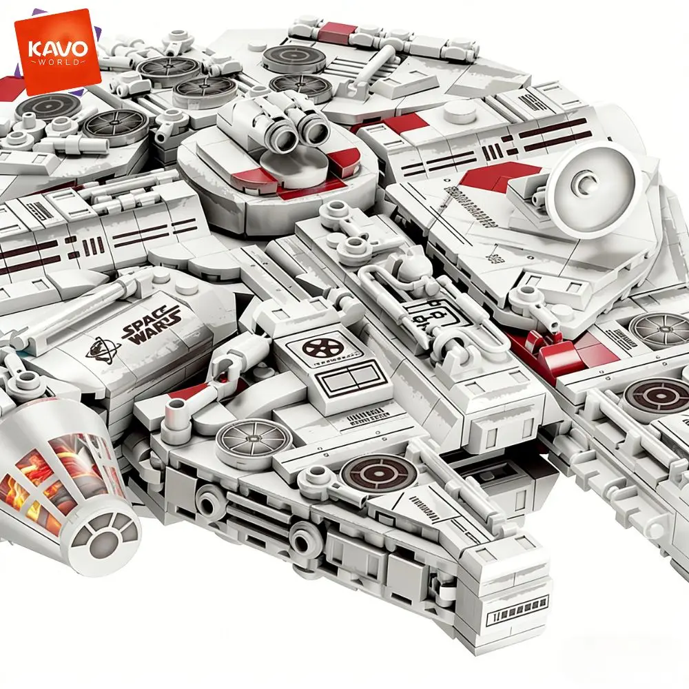 KAVOWORLD 1361 Piezas, Bloques de Construcción de Naves Espaciales Interstelares, Modelo de Buque de Guerra del Río de las Estrellas, Nave Espacial Iluminada y Disparable, Juguete de Bloques de Construcción