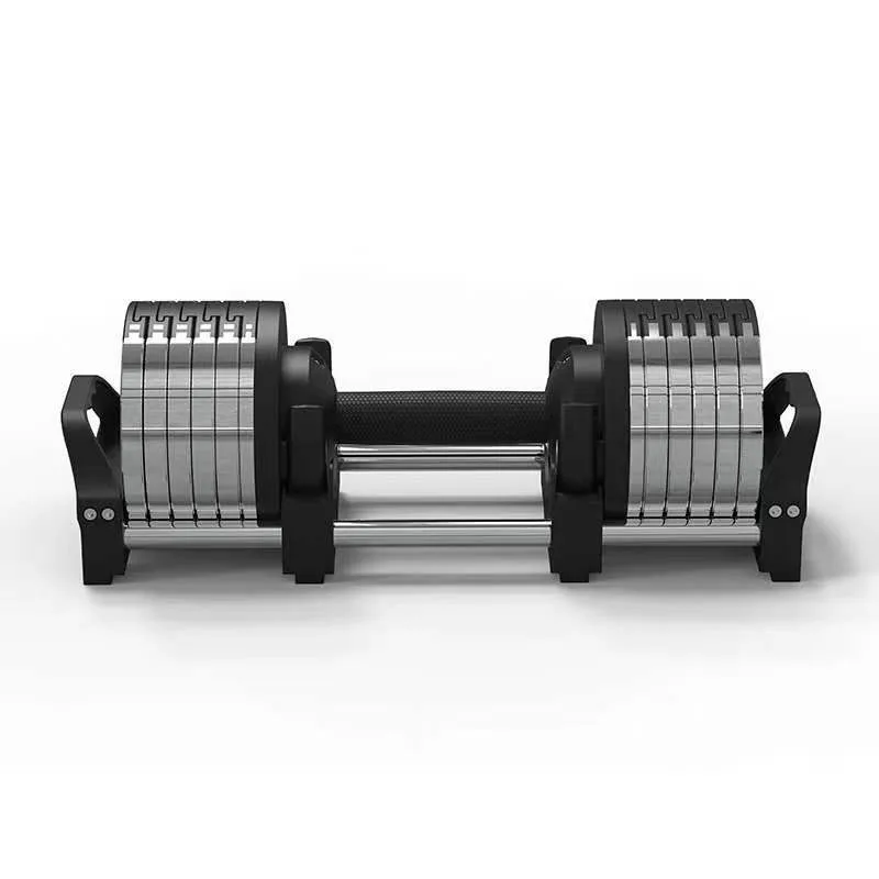 Set of 2 Adjustable Cast Iron Dumbbells, Chrome-plated, with A Stand Included for Strength Training Home Gym Equipment