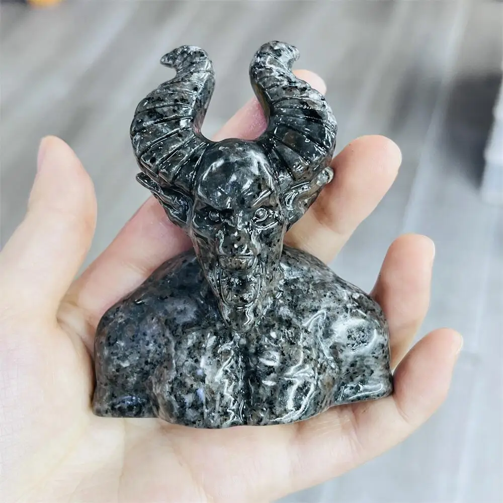 Natural Quartz Yooperlite Demon Carving Polished Reiki Healing Fengshui High Quality Room Decor Energy Gift 1PCS