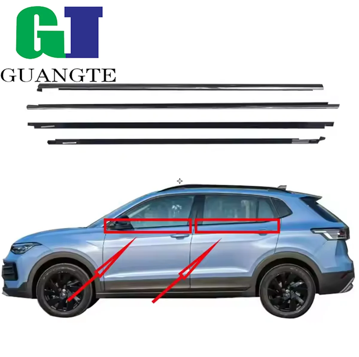 4PCS Black Car rubber Weatherstrip Glass Window Molding Trim Seal Belt Compatible with THARU 2019-2025 57D839477 57D839478