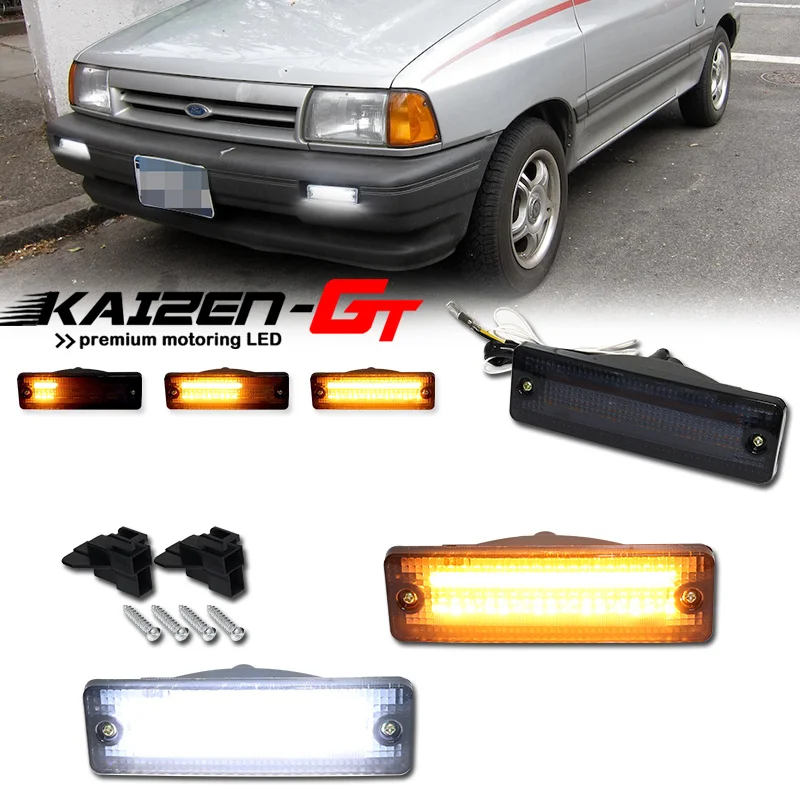 Przednie kierunkowskazy LED z funkcją Switchback Amber Sequential i białym światłem DRL do Ford Festiva, do Mazda 323 626 B2000/B2200/B2600 Truck