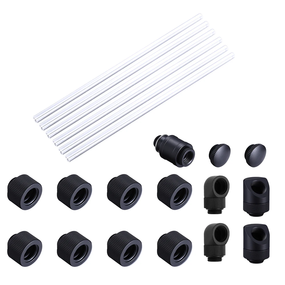 Shyrrik 21pcs Torque Hard Tube Fitting Kit For OD14mm PETG Pipe /G1/4 Copper Adapter PC Water Cooling Hand Compression Connector