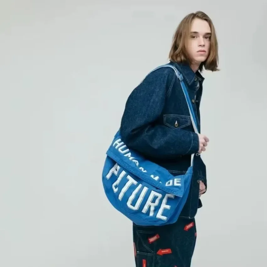 2026 Unisex Canvas Messenger Bag Double Sided Letter Crossbody Versatile Lightweight Commute Streetwear