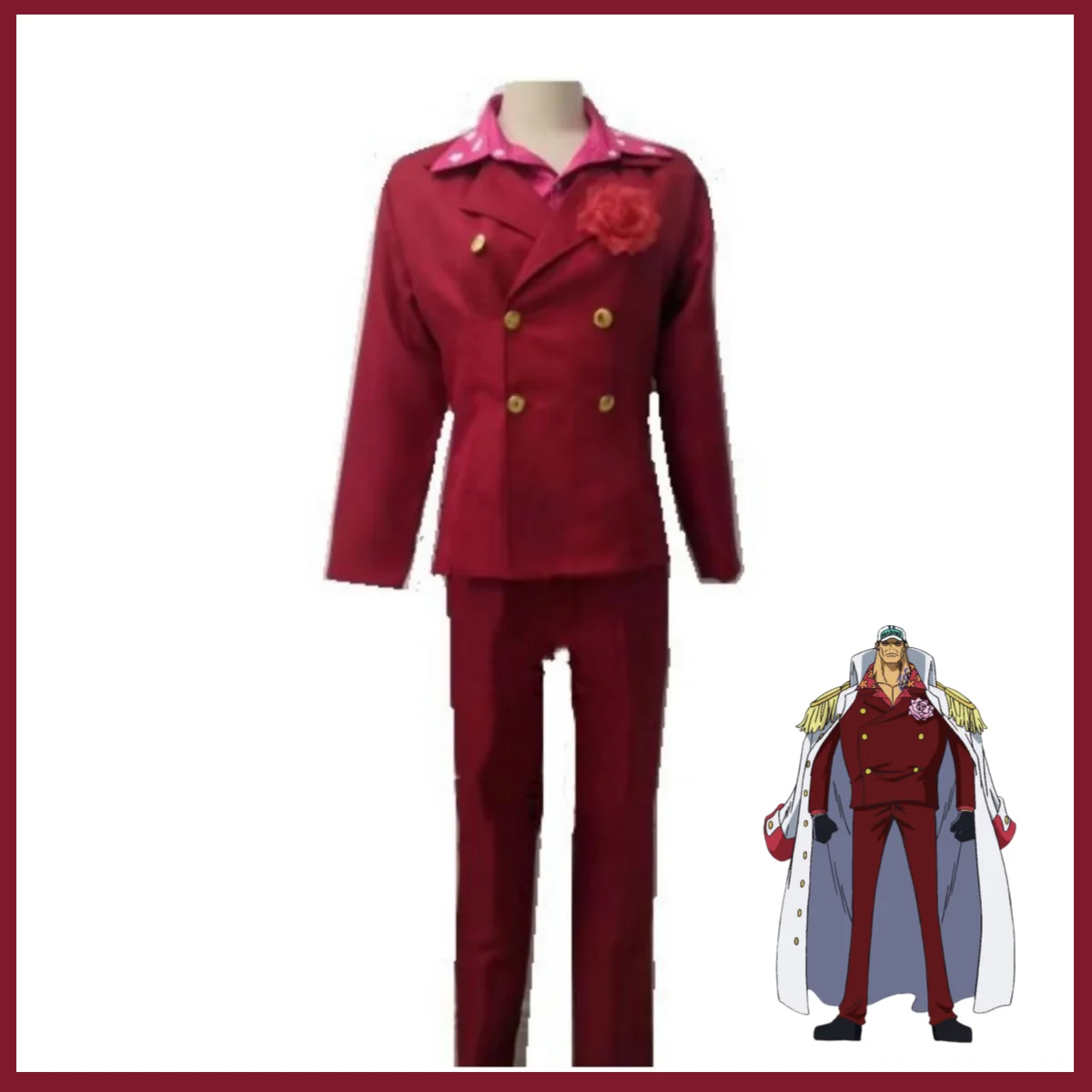 حجم كبير مخصص أي حجم أنيمي Sakazuki تأثيري حلي مشاة البحرية الأدميرال الأدميرال Akainu الزي العسكري رجل امرأة حفلة البدلة