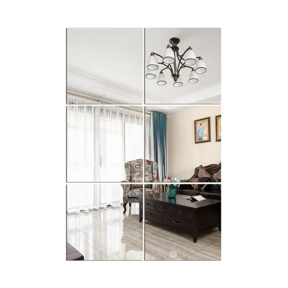 Square Mirror Wall Sticker DIY Soft Acrylic Wall Stickers Art Wall Decoration Home Living Room Bedroom Decor Full Body Mirror