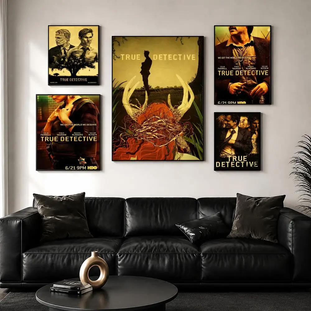 T-true Detective Movie Painting Calligraphy Wall Art Canvas Poster Premium Home Decor Print for Living Room Bedroom