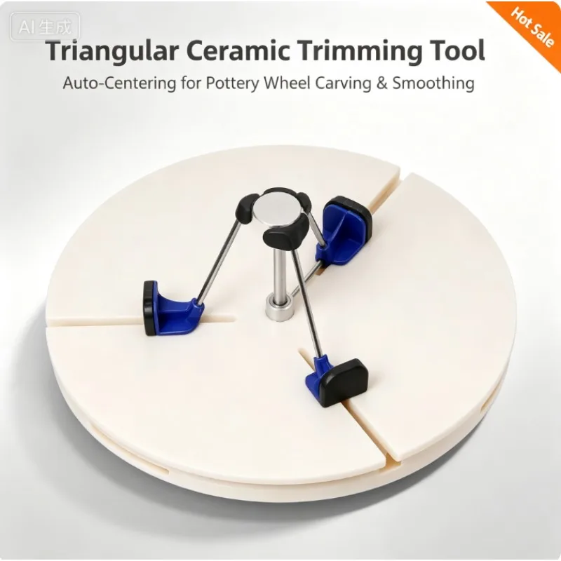 Triangular Ceramic Trimming Tool, Auto‑Centering for Pottery Wheel Carving & Smoothing