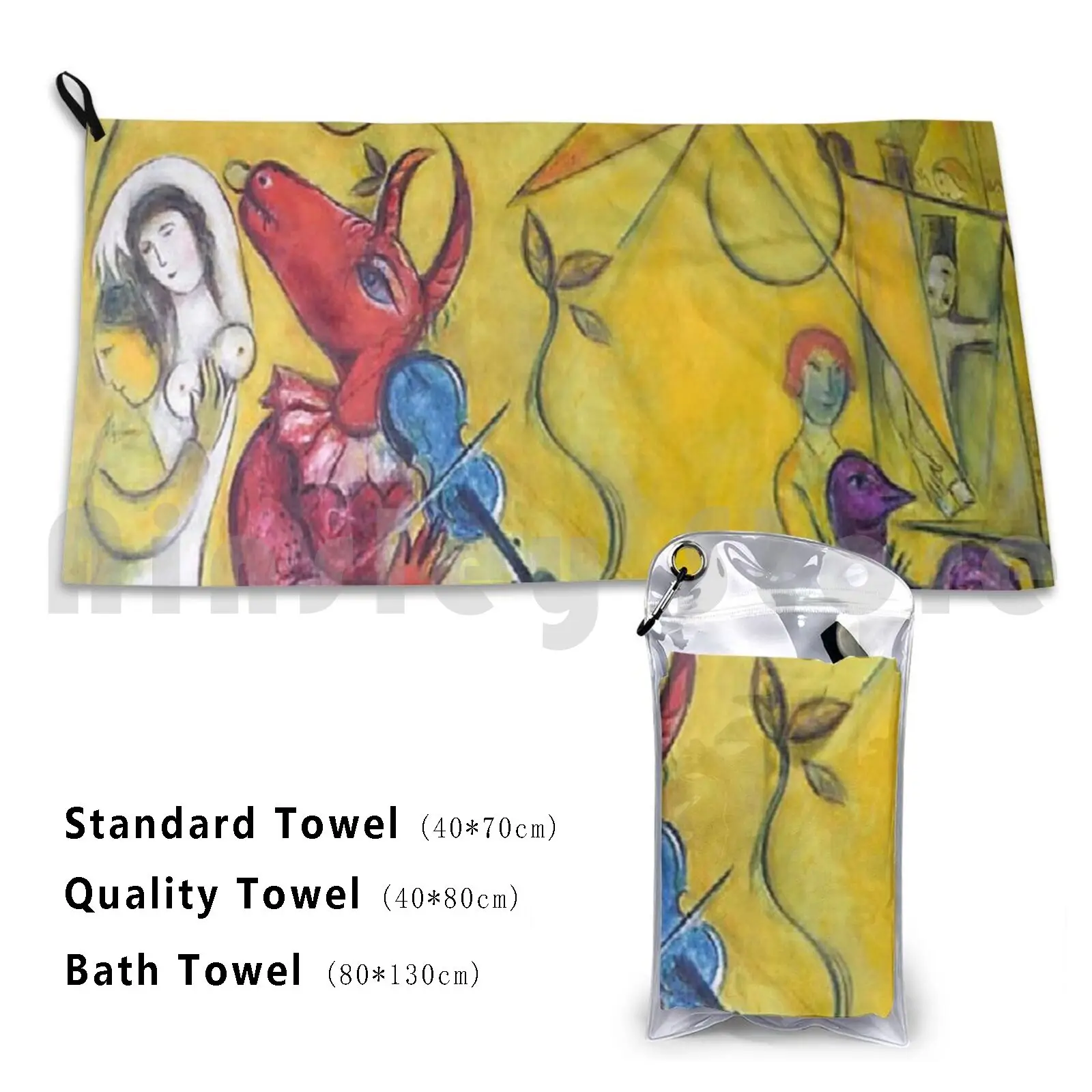 La Danse Custom Towel Bath Towel Masterpiece Chagall Marc Chagall Russian Painter Artistic Multicolour