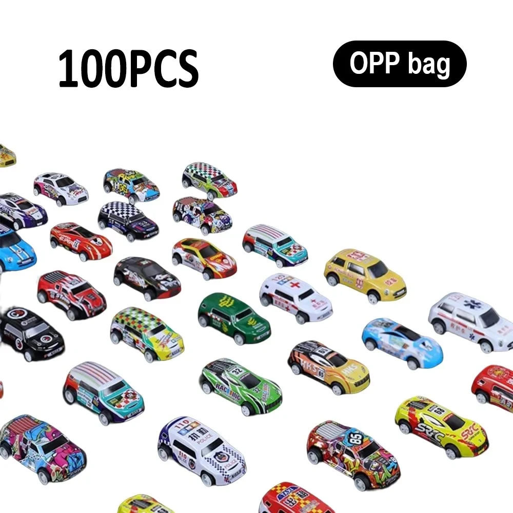 100 Stuks Legering Diecast Auto Mini Auto Model Se tToys voor Jongens Sliding Inertie Trek Voertuig Speelgoed Verjaardagscadeau voor kinderen Peuter