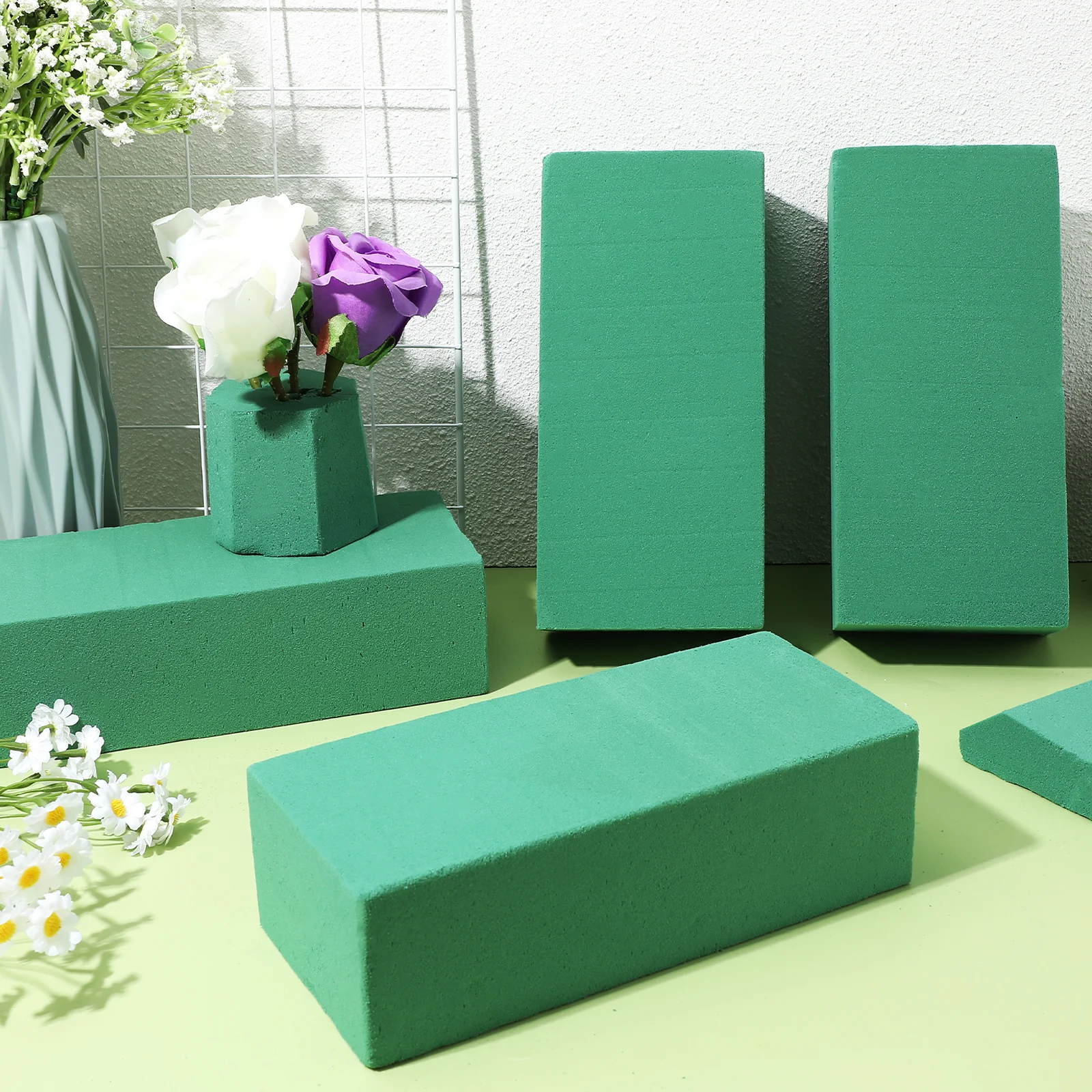 

12 Pcs Flower Mud Wet Florist Foam Blocks High Absorbency Stable Support Safe Materials Reusable Phenolic Resin Arrangements