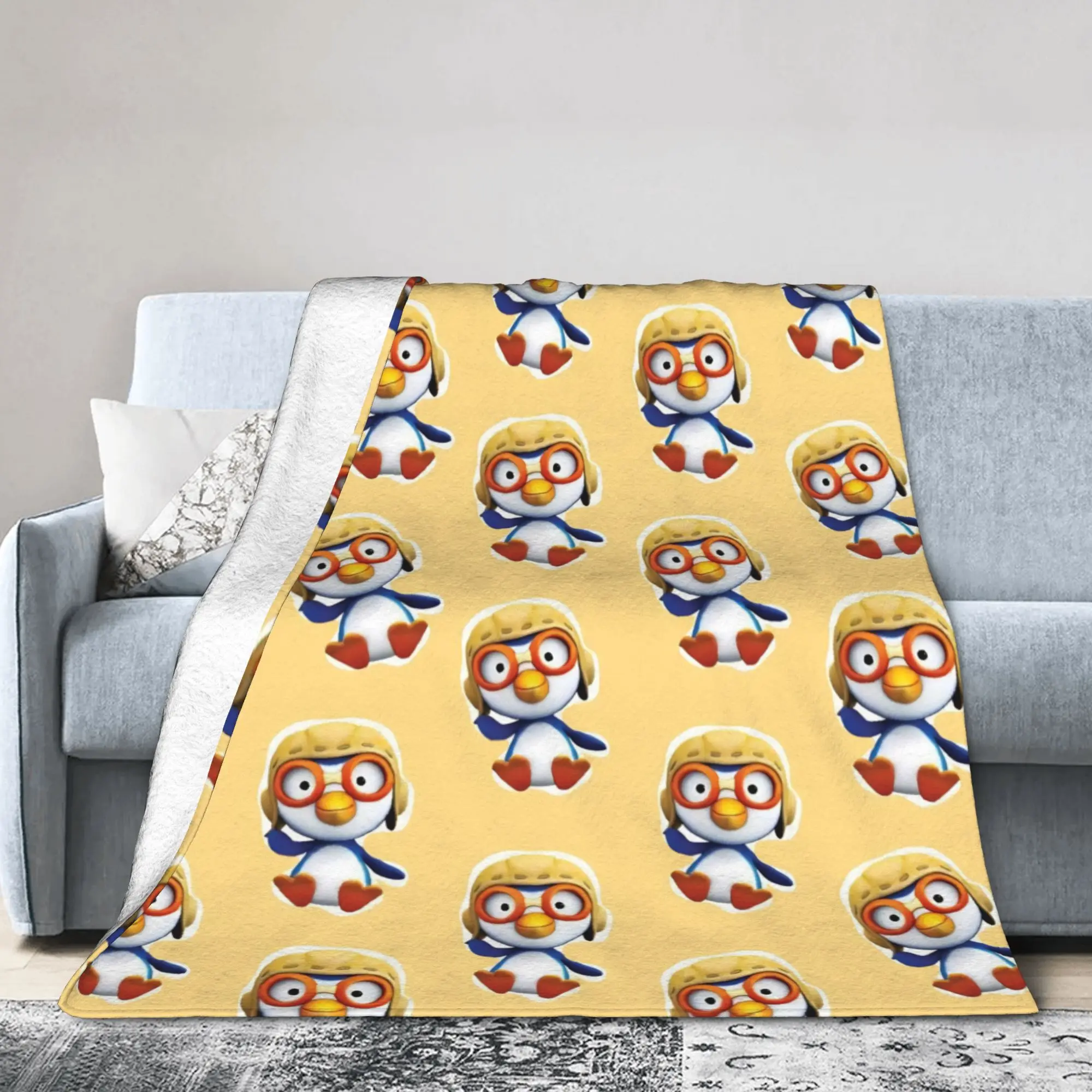 Pororos Pattern Blankets Velvet Super Warm Throw Blanket for Bedding Couch Bed Rug