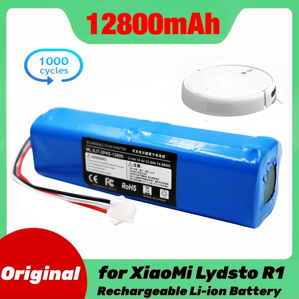 Original Genuine 12800mAh For XiaoMi Lydsto R1 Rechargeable Li-ion Battery Robot Vacuum Cleaner R1 Battery Pack with Capacity