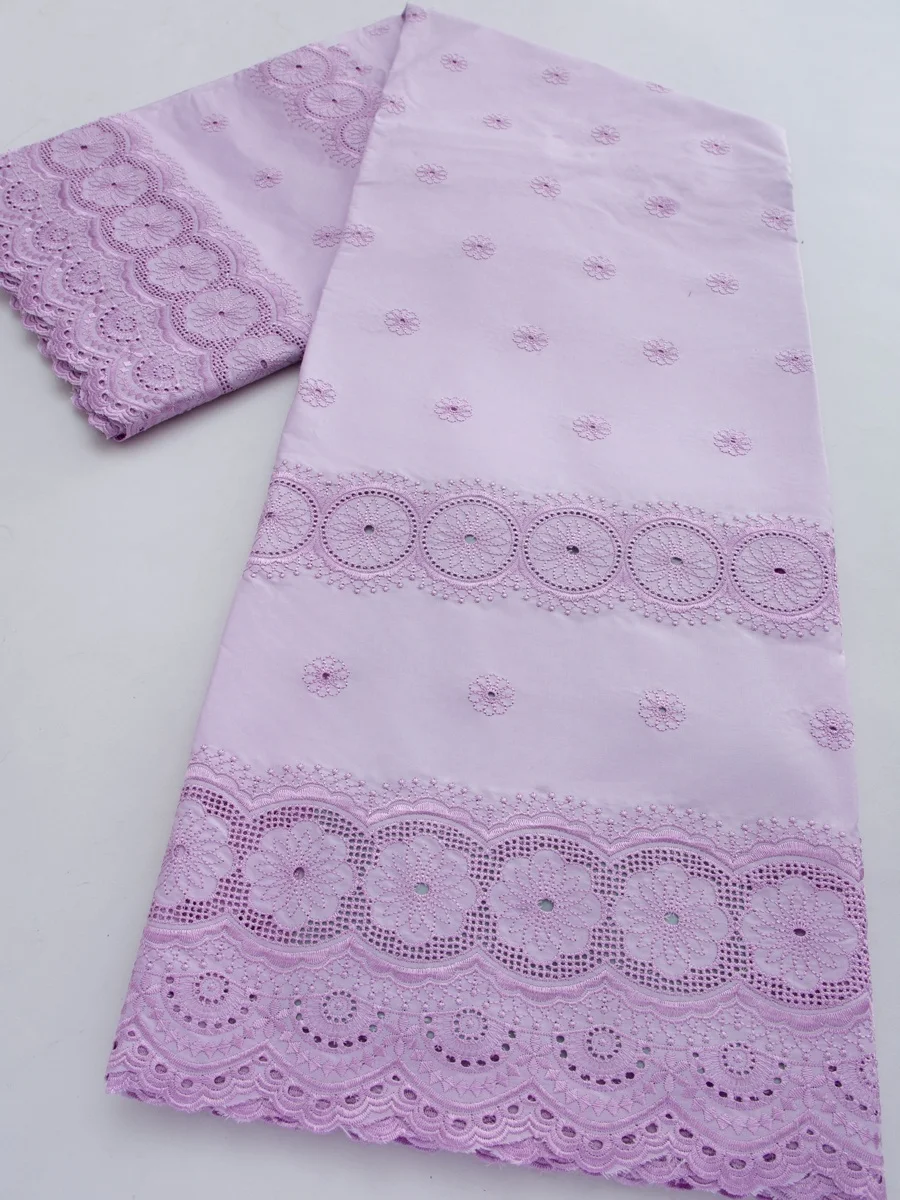 Nigerian Embroidered Cotton Lace Fabric 2026 High Quality African Swiss Lace Fabric for Men Party Wedding Dresses,5Yards TY4768