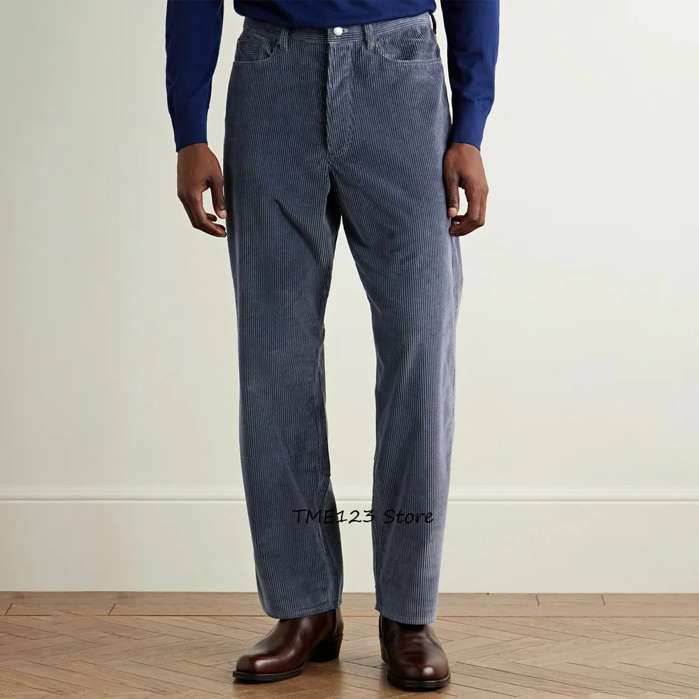 

Деловые повседневные рабочие брюки для мужчин, стильные мужские пошивные брюки, винтажные брюки из вельветовой ткани, классическая одежда