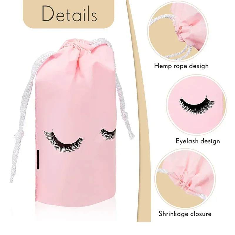 10pcs Eyelash Aftercare Storage Bags With Drawstring Waterproof EVA Plastic Travel Packing Pouch Eye Lash Extension Accessories