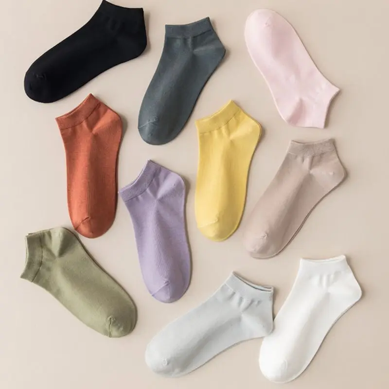 

Women's Socks Cotton Uniform Code Solid Color Conventional Thickness Short Stockings Classic Simplicity Skin Patch Sock Lady