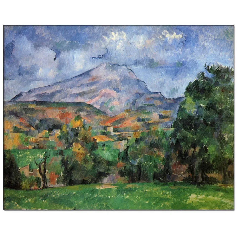 Mont Sainte-Victoire Landscape Oil Painting Handmade Artwork Reproduction by Paul Cezanne on Linen Canvas Wall Picture Decor