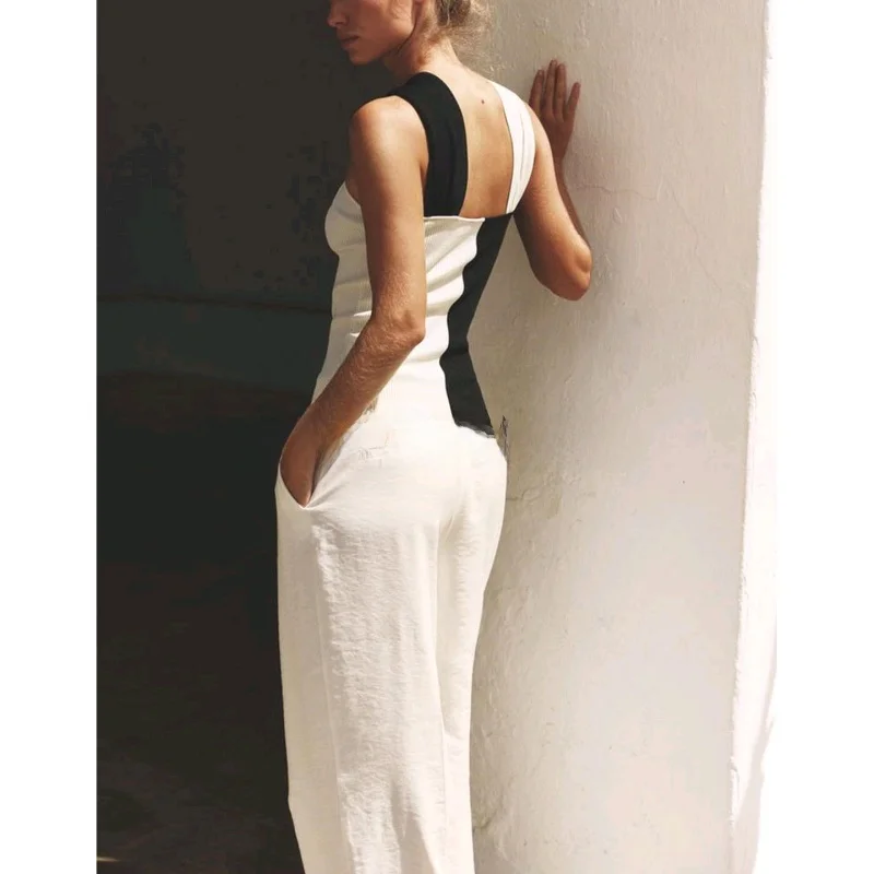 

New Autumn Women's Knitted Collar Bicolor Design Sensation Strap Accories Top Casual Sle Polyester Fiber Outerwear