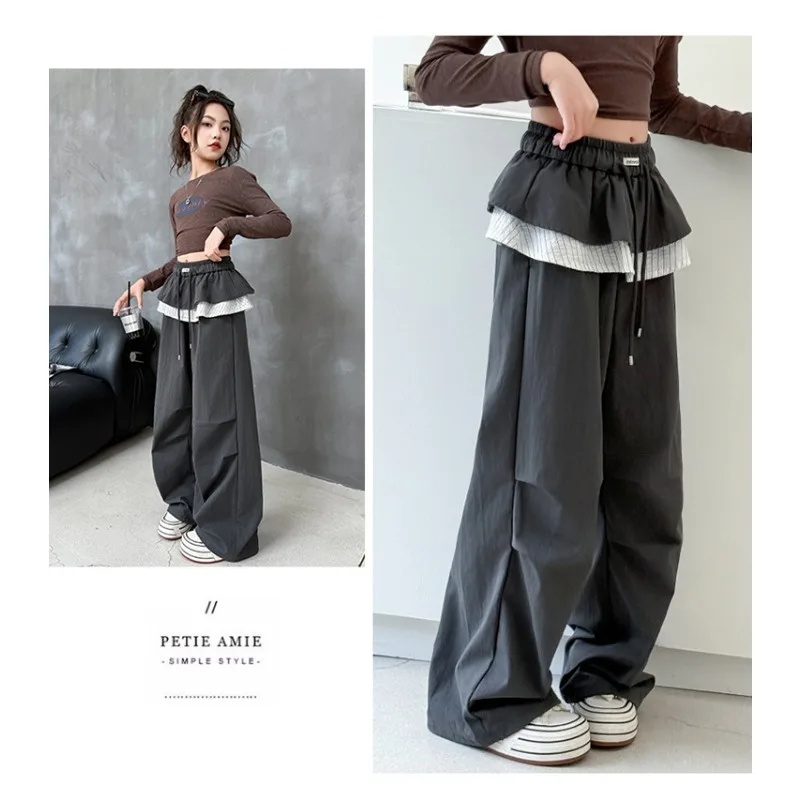 Gerade Hosen für Kinder und Mädchen von UNITIM, 4–14 Jahre, Patchwork-Hosen für Kinder und Mädchen, lockere, lässige Hosen für junge Teenager, Mädchen mit weitem Bein – Detail 18