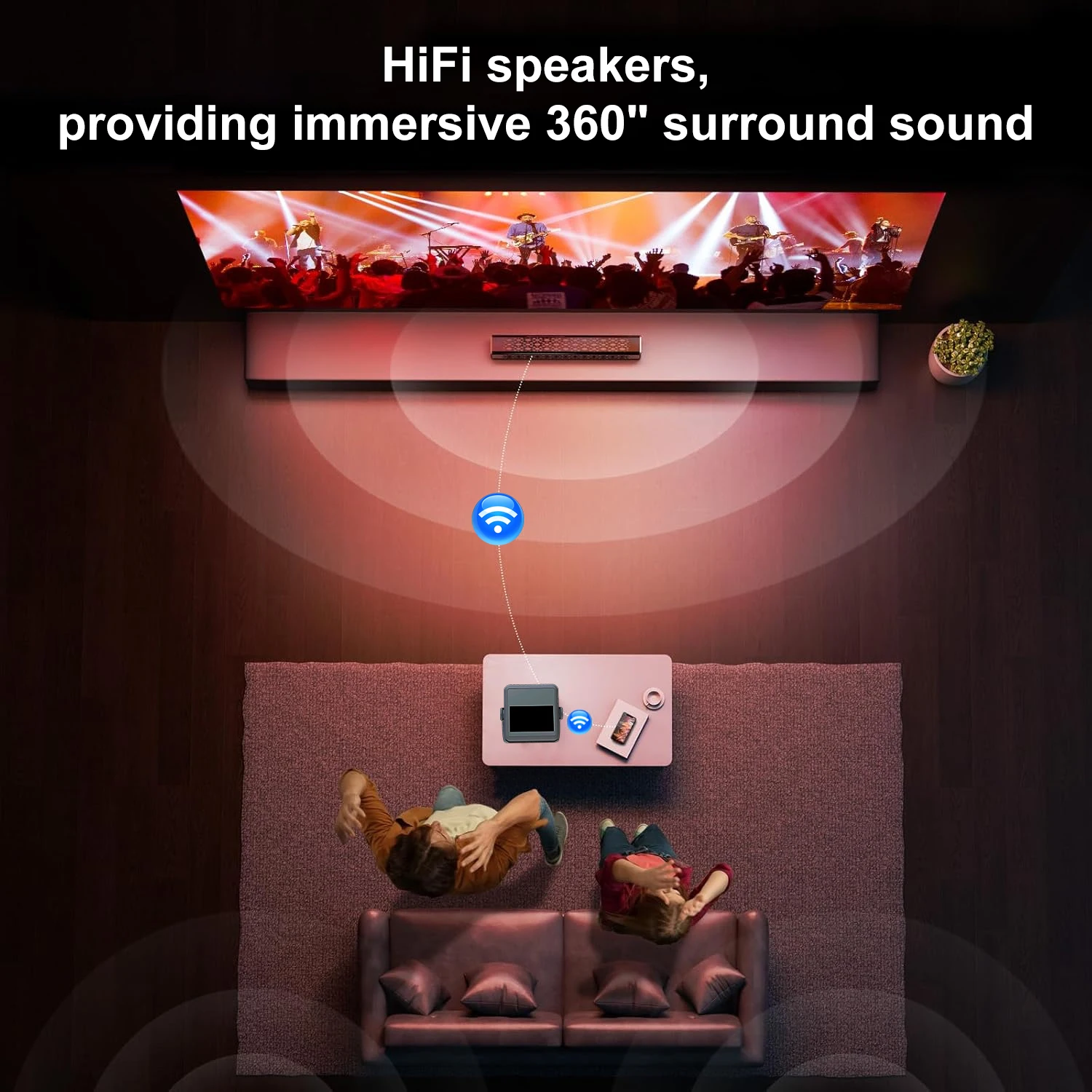 **4K Touchscreen Projector** – Dual Display, Portable, Gaming & Karaoke, HDMI/USB, Wireless BT/WiFi, Home Cinema Experience