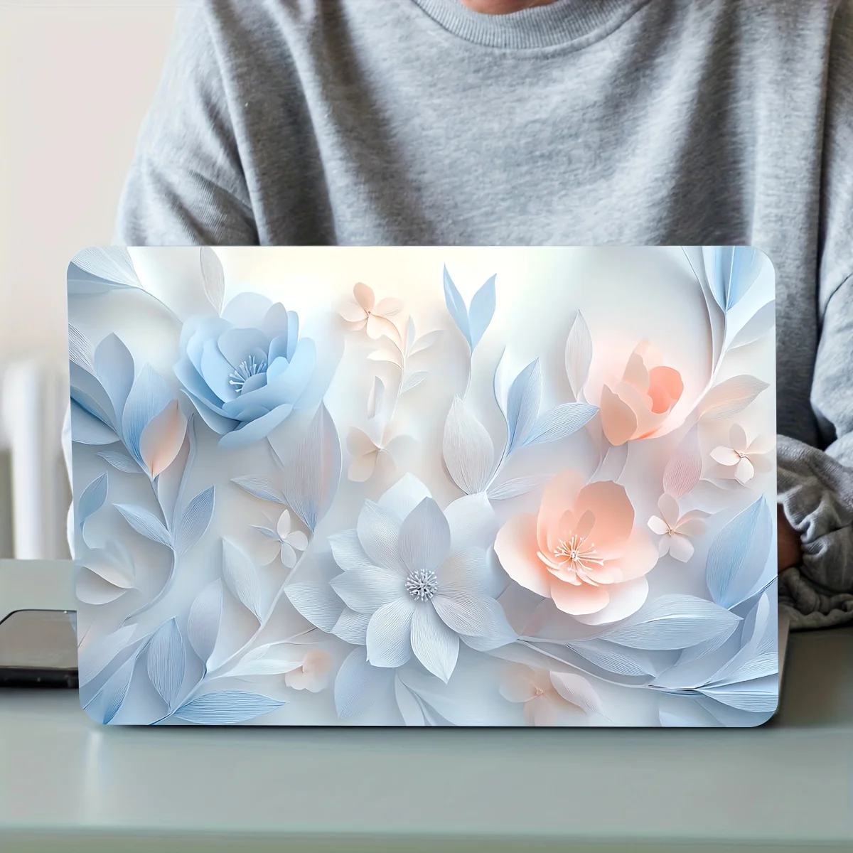2-Pack Floral Pattern Laptop Stickers - Waterproof and Scratch Resistant Vinyl for Notebooks, Tablets, IPads - Protective Decor