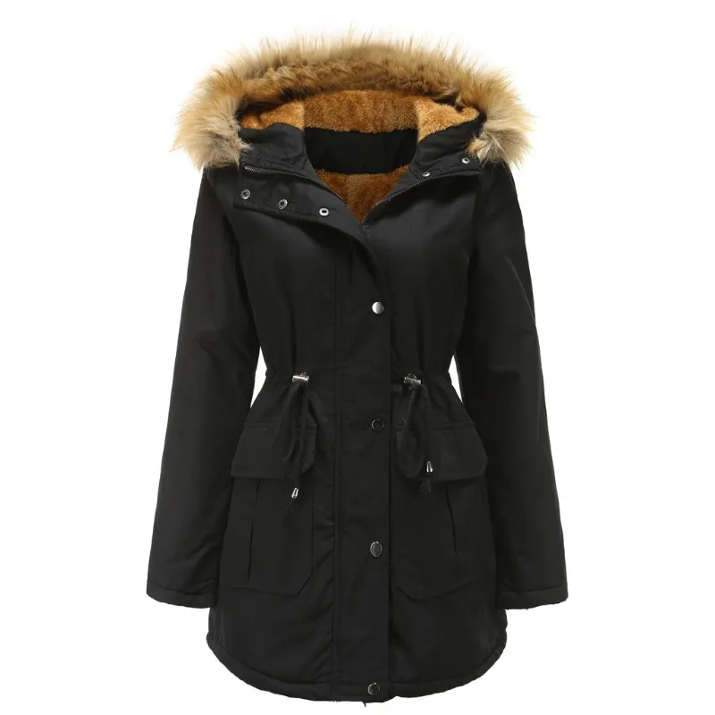 New Padded Jacket with Hooded Fur Collar Winter Warm Coat Large Size Women\'s Padded Jacket