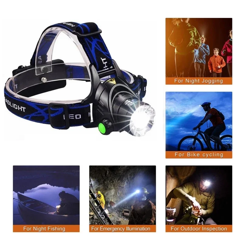 

F2 LED Headlamp Zoom Headlight Head Lamp Light Rechargeable Head Flashlight Torch Waterproof 18650 Camping Fishing Work Lantern