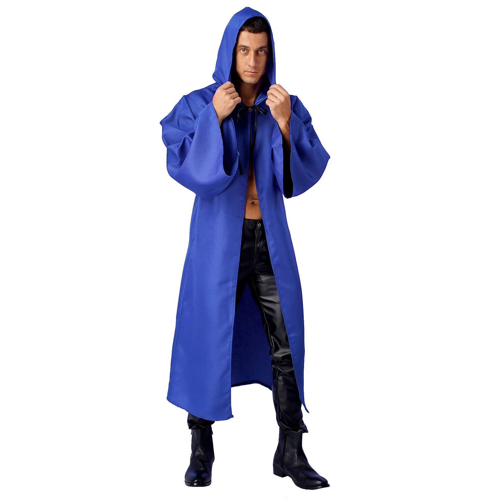 Mens Halloween The Star Wars Warrior Cosplay Costume Tunic Tie Hooded Robe Cloak Cape Theme Party Christmas Role Play Clothes