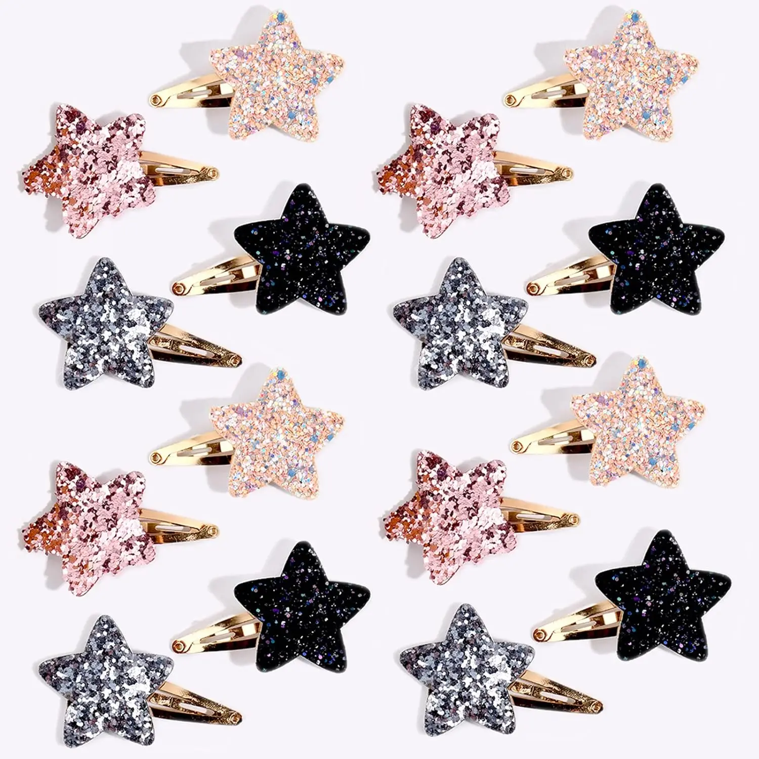 2/8pcs Sparkly Star Hair Clips Kids Glitter Star Shaped Hairpins Girls Alloy Snap Barrettes Clips Kids Children Hair Accessories