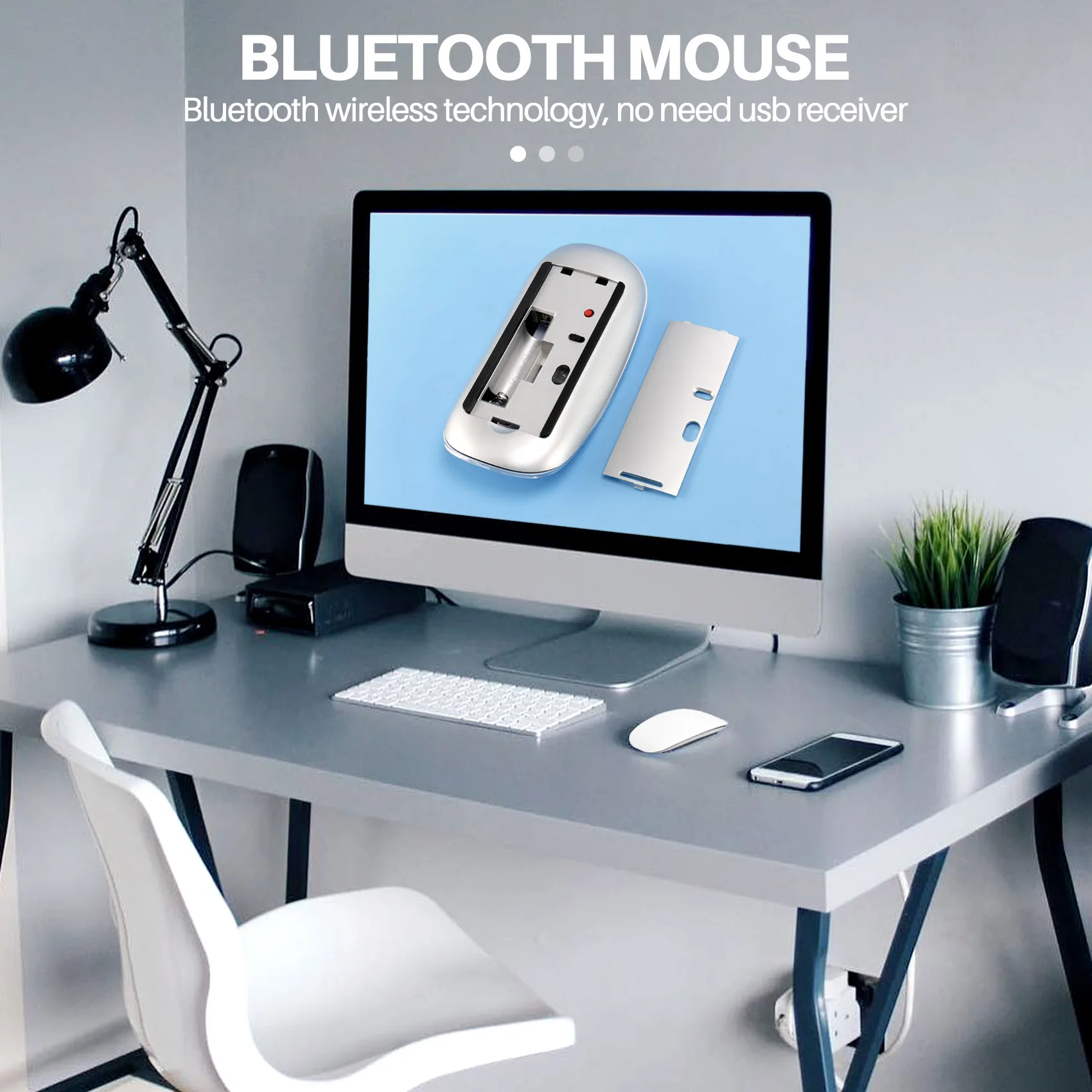 Bluetooth Wireless Magic Mouse Silent Computer Mouse Slim Ergonomic PC Mice for