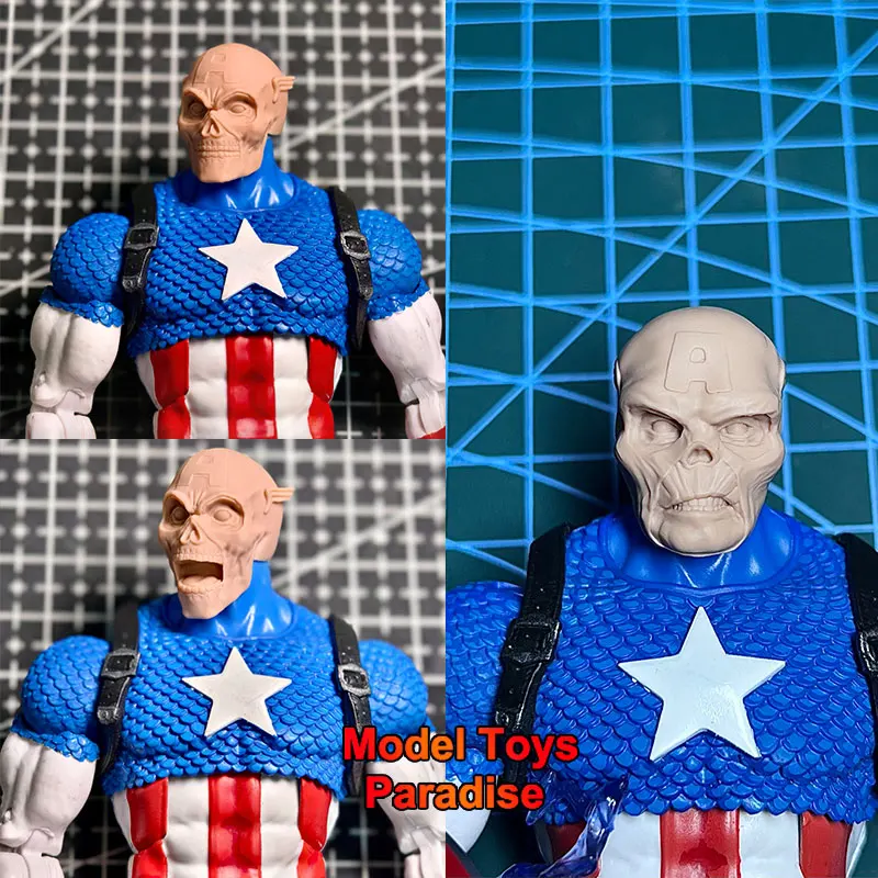 Unpainted 1/12 Men Soldier Red Skull Head Sculpt Super Villain White Model Head Fit 6inch ML Mezco Mafex Shf Action Figure Body